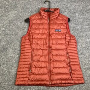 Patagonia Womens Down Sweater Vest Rust Orange Red Puffer Full Zip 84628 Size M